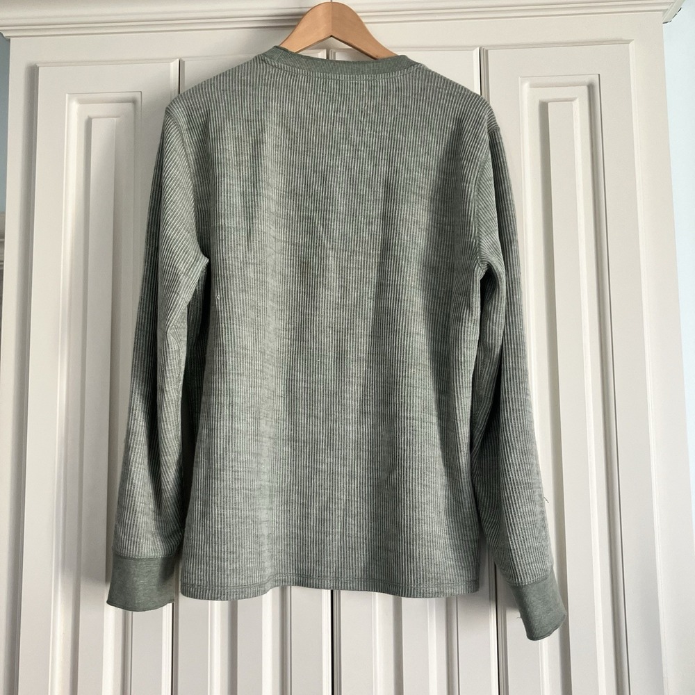 Vince Olive Ribbed Knit Cotton Thermal‎ Long Sleeved Top Size Medium - Picture 5 of 5